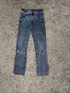 Express High-Rise Distressed Skinny Jeans - Washed Blue